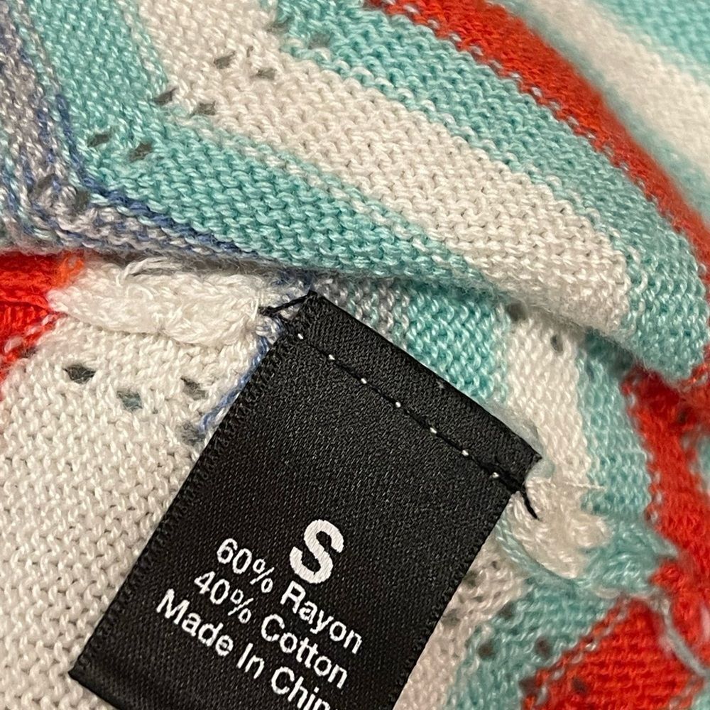 Saks Fifth Avenue Black Label Chevron Spring Lightweight Knit Cardigan Sweater - Picture 7 of 9